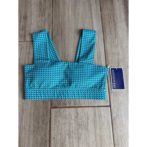 Addison Bay Moravian Sports Bra Teal Geo Longline Active Gym Womens XS NWT - Image 2