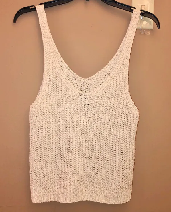 Moon & Madison Crochet Woven V Neck Knit Tank - Image 2