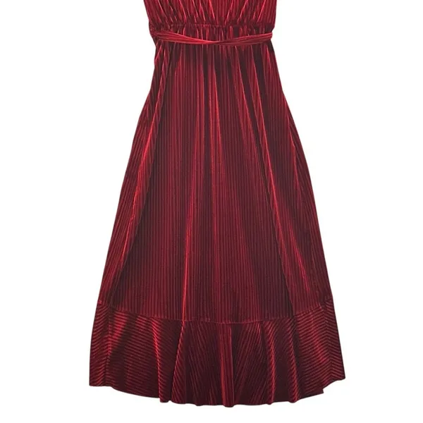 Velvet Wrap‎ Dress Red Large - Image 6