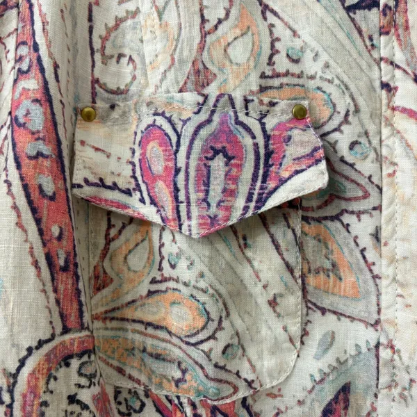 Chico's‎ Linen Zip Up Jacket Shacket Sz 3 (XL) Boho Chic Coastal Paisley Career - Image 6