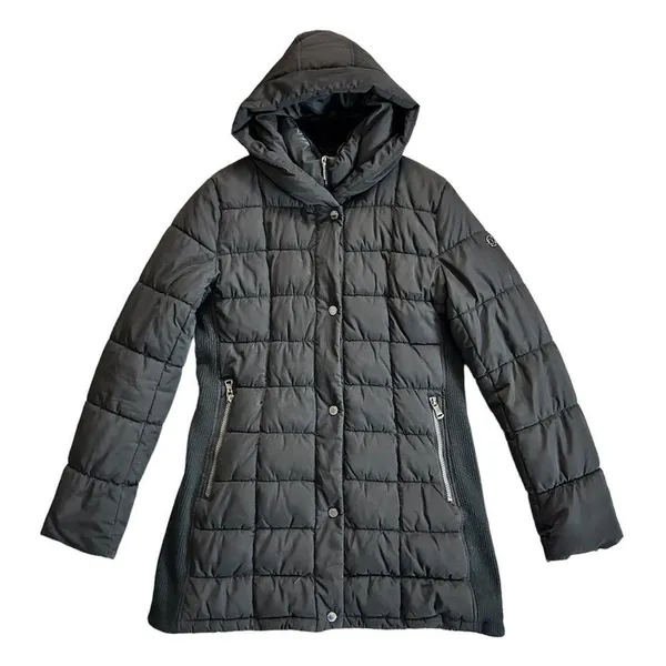 Calvin Klein Black Velvet-Trim Puffer size Medium - Image 2