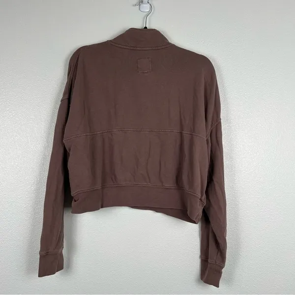 Aerie Mock Neck Cropped Pullover Brown Sz XS‎ - Image 6