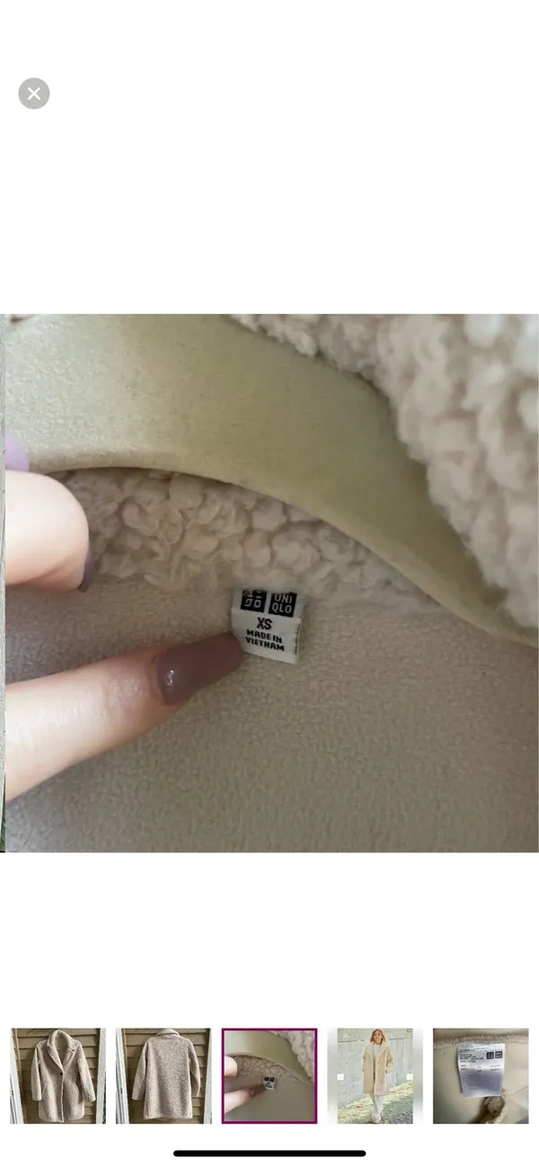 Uniqlo Women's Cream Sherpa Coat - Image 3