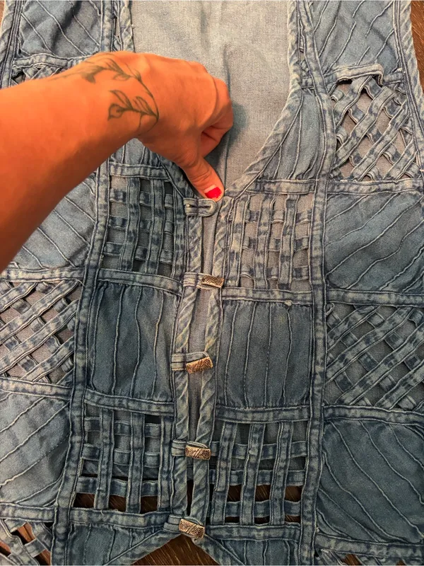 Vtg Y2K New Directions Denim Patchwork Vest M Blue Size M - Image 3