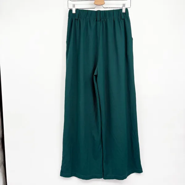 Halara Womens High Waisted Wide Leg Waffle Knit Work Pants Forest Green Size S - Image 7