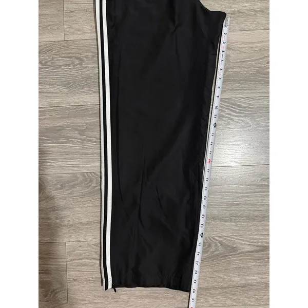Y2K Adidas Women Black Three Stripe Track Pants L Mesh Lined Zipper Cuffs AZF001 - Image 6