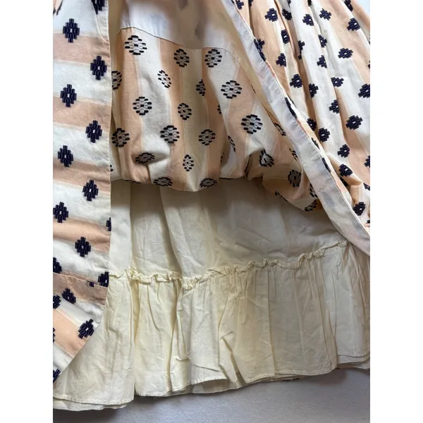 Maeve Anthropologie Striped Embroidered Cotton Sundress Tan Navy 4 - Image 7