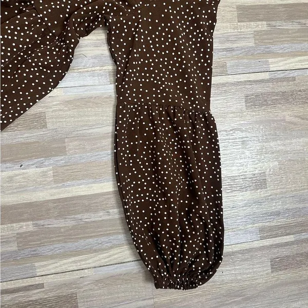 Timeless Brown Polka Dot Dress, Size Medium - Image 9