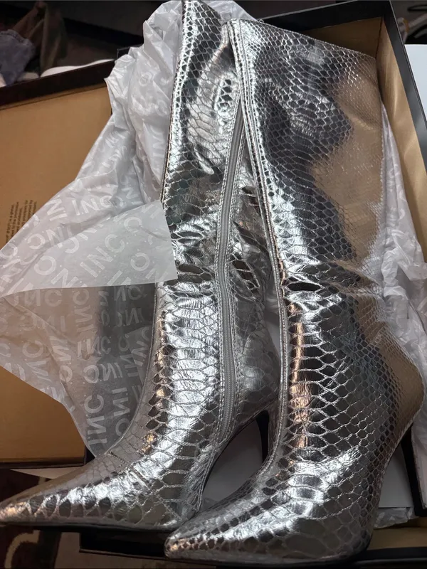 I.N.C. International Concepts Women's Snakeskin Rajel Knee High Boots Size 8 - Image 3