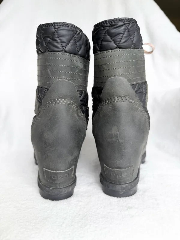 Sorel Womens Size 10.5 Lexie Wedge Felt Boots Camp-Dark Slate - Image 6
