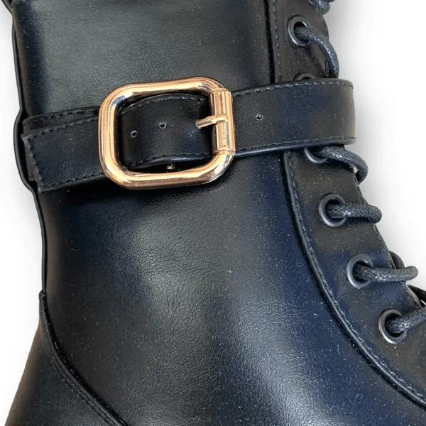 ASOS Design Ali Boots Black Wide Fit Chunky Lace Up Ankle Buckle Detail 7 - ASOS - Image 4