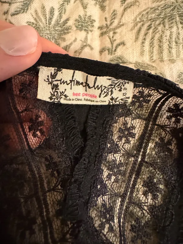 Free People Black Lace-Trim Slip Dress - Image 3