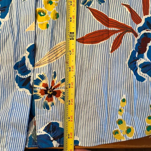Zara Tie Waist Floral Pinstriped Shirt‎ Dress Women's Cotton Medium - Image 8