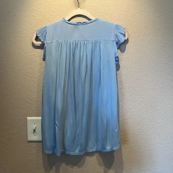 Ann Taylor LOFT Women’s Petite Ruffle Button Mixed Media Top PM Petite Medium - Image 6