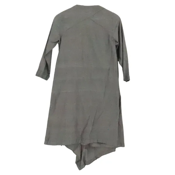 Asymmetric Midi Wrap Dress Lagenlook Womens Size XS Gray Minimalist Cotton - Image 2