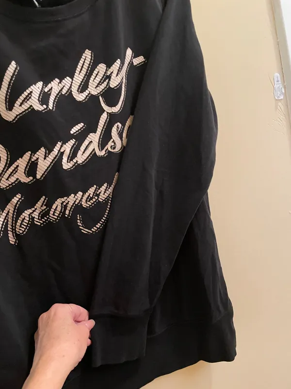 Harley Davidson Motorcycles Logo Long Sleeve Shirt Bling Rhinestones Script Black Women’s Medium - Image 4