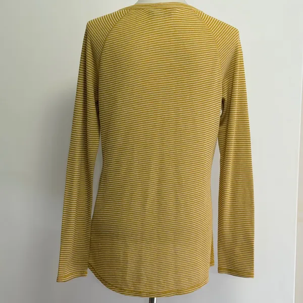 The North Face Top L Yellow Striped Long Sleeve Button Shoulder NF0A339XH9D - Image 5