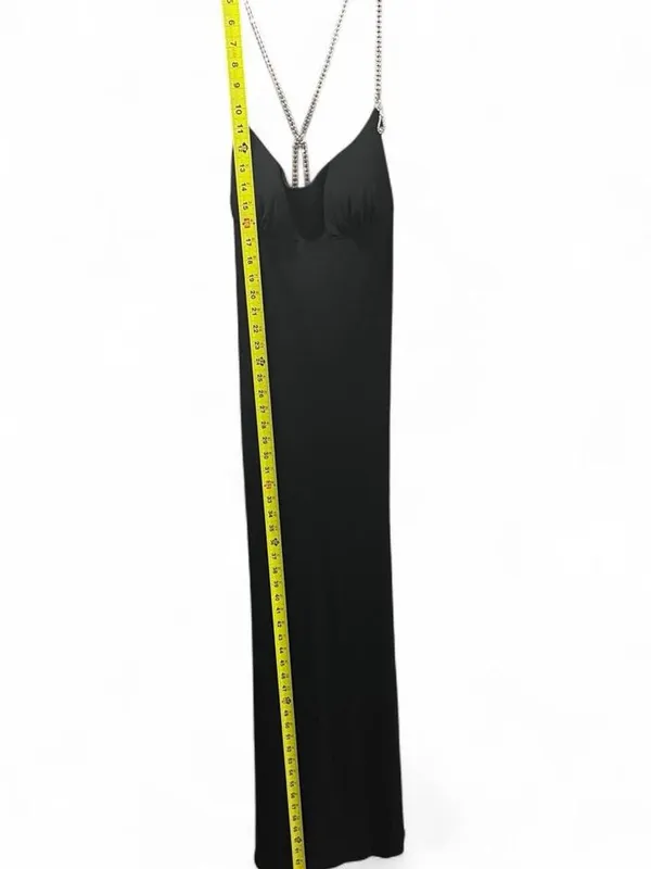 Night Way Collections Black Strapless Maxi Dress with Chain Straps - Image 6