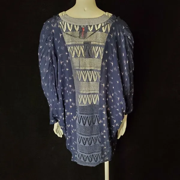 NWT Miss Me Blue & White Bohemian Lace Back Cardigan (S) - Image 6