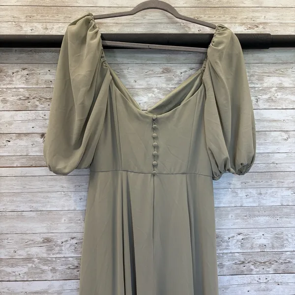 DB Studio Celebrate Womens 8 Maxi Dress Sage Green Leg Slit Sweetheart Neckline‎ - Image 3