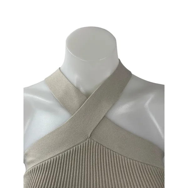 Aritzia Babaton Women's Beige Ribbed Knit Sculpt Sleeveless Crop Top Size XS - Image 2