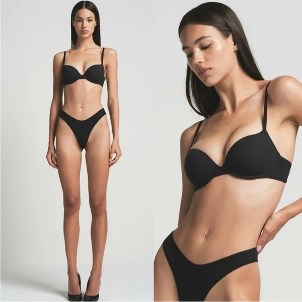 NWT SKIMS Fits Everybody Demi T-Shirt Bra BR-UWR-‎ 2294 ONYX size 36DDDD - Image 2