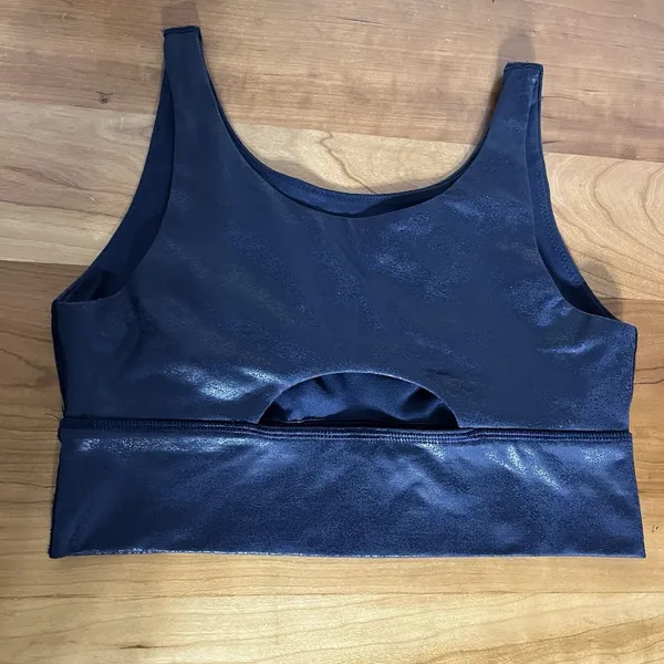 Aerie Offline By Aerie Womens Small Navy Shiny Spirts Bra Stretch Medium Support - Image 3