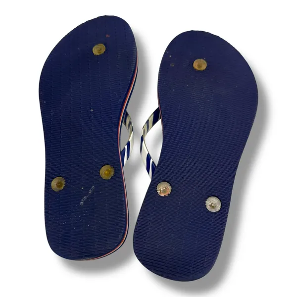 Vera Bradley‎ Turtles Flip Flops Red White Blue Stripes Size 7 8 M - Image 3