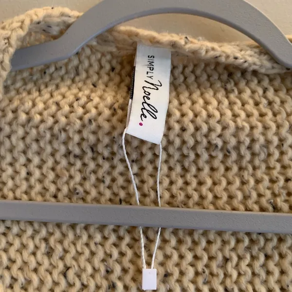 Simply Noelle Tan Knit Poncho with Buckle Accents Winter Top Pullover OS - Image 3