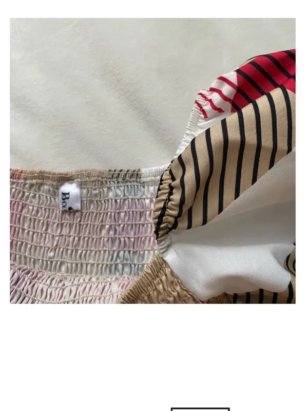 beige plaid smocked maxi dress Tan - Image 8