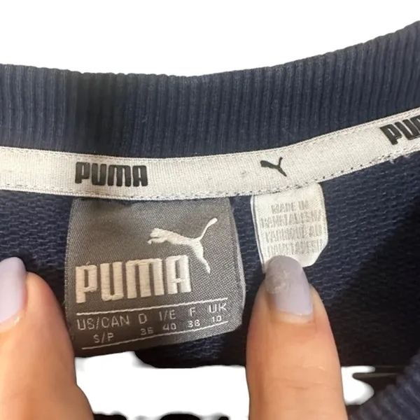 Puma Navy Blue Puma Logo Front Long Sleeve Casual Lounge Sweat Dress Women Sz S - Image 6