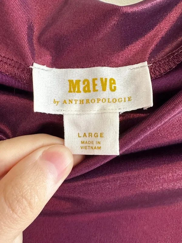 Maeve by Anthropologie Mock-Neck Ruched Shine Tank, Plum/Prune, Size Large - Image 7