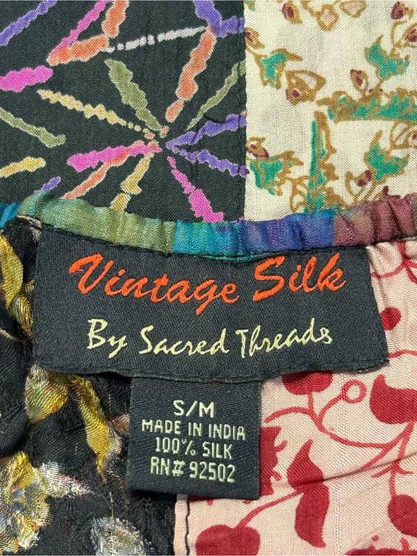 Sacred Threads Patchwork 100% Silk Maxi Dress size S/M *read* - Image 6