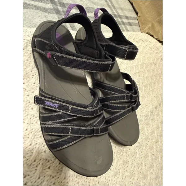 Teva Black and Purple Women's Outdoor Strappy Sandals 10 - Image 2