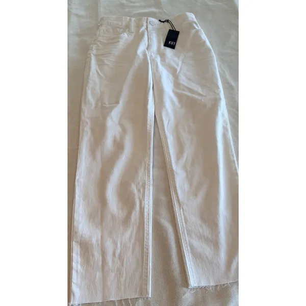 NWT KUT From The Kloth Rachael Fab Ab Mom Jeans Size 2 Optic White Raw Hem - Image 4