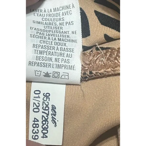 Aerie Beige Black Leaf Print High Rise Leggings Ankle Women's Sz Small Athletic - Image 6