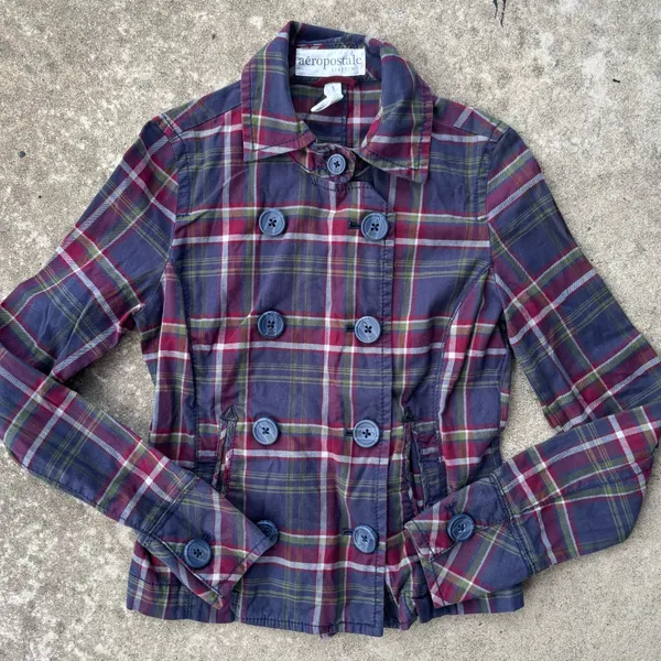 Aeropostale S Plaid Peacoat jacket fall staple - Image 4