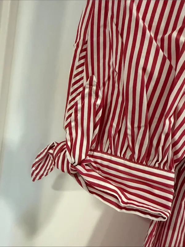 Ann Taylor Red and White Striped Button-Up Tunic - Image 5