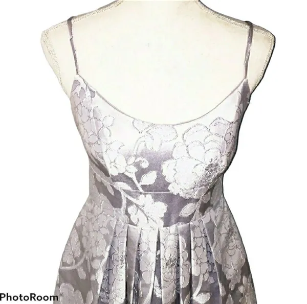 David’s Bridal silver Floral Spaghetti Strap Dress Size 2 - Image 4