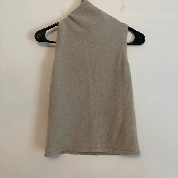 100% Cashmere Sleeveless Turtleneck Sweater Tank Top XS‎ Beige Oatmeal Capsule - Image 5