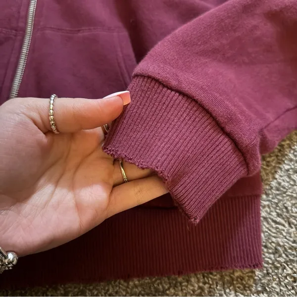 Victorias Secret PINK Maroon Burgundy Wine Red Everyday Logo Lounge Hoodie - Image 3