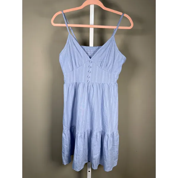 SHEIN Blue Babydoll Mini Dress Cami Tiered Coquette‎ Cottagecore Size L - Image 2