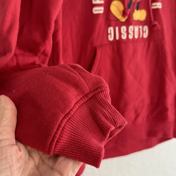 Mickey Mouse Red Fleece Hoodie Sweatshirt Forever Original Classic Disney WDW - Image 3