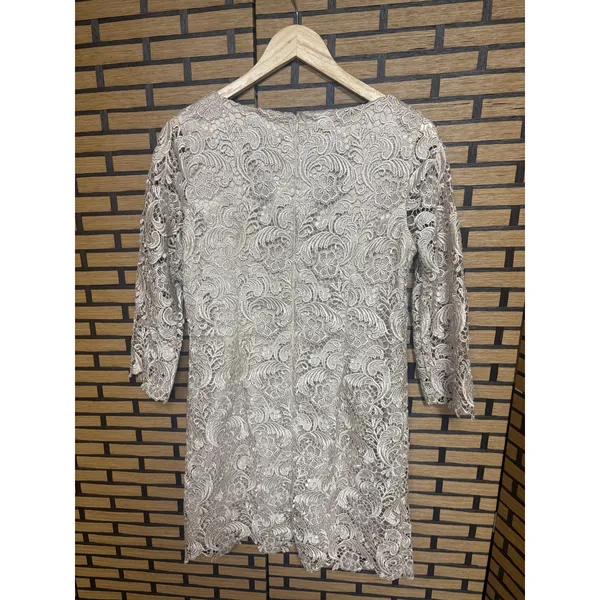 White House Black Market Tan Lace‎ Dress Size 6 - Image 2