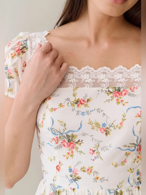 NWT few moda andi cotton dress size 4 sorella vintage bouquet floral maxi lace - Image 5