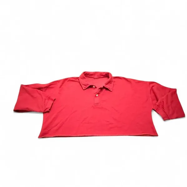 John Galt Brandy Melville Sweatshirt Women's OS Red Polo Rugby Cropped Shirt - Image 3