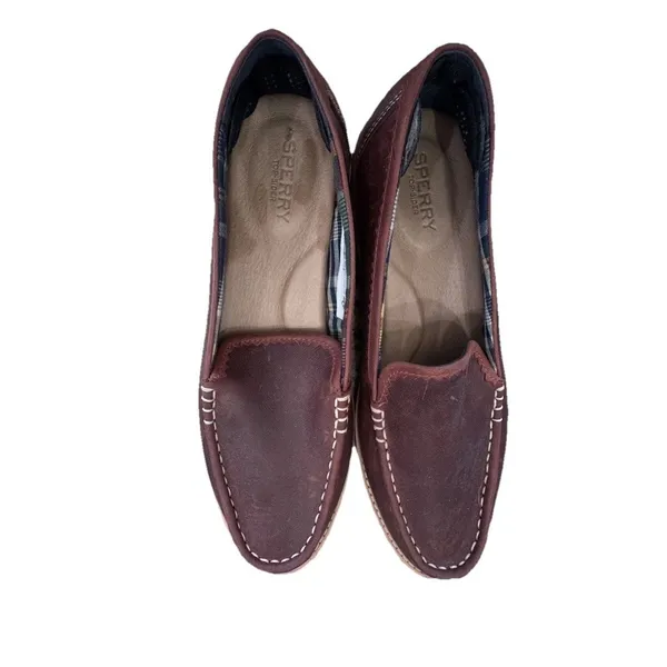 Sperry A/O Lug Loafer Women's 9.5 Brick Leather Galway Cord Boat Shoes - Image 4