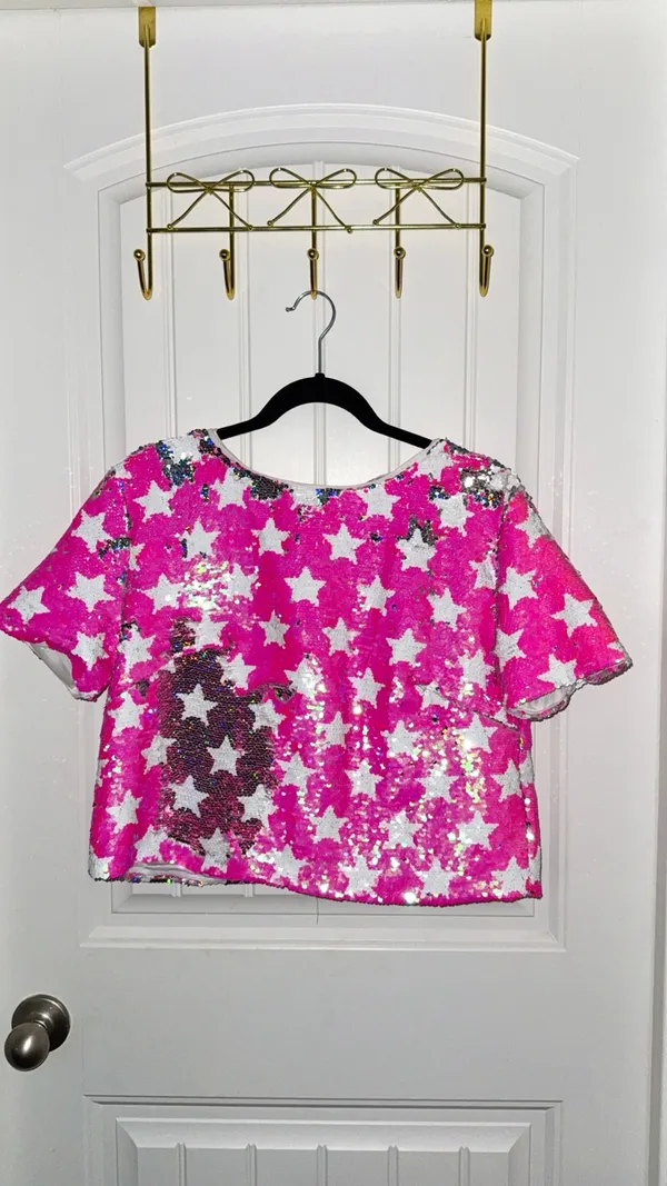 Strut & Bolt Pink Sequin T-Shirt - Image 2