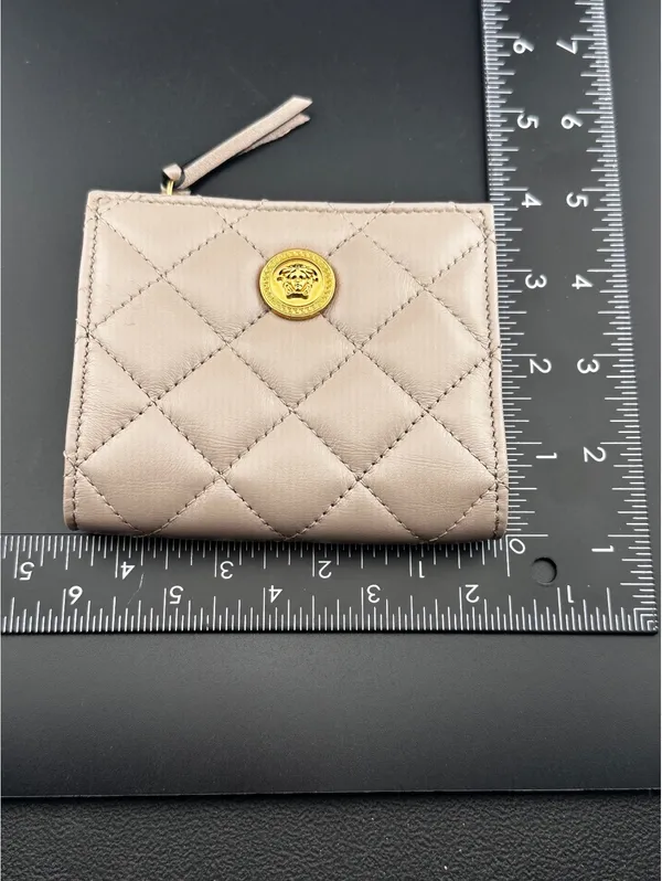 Versace Quilted Leather Wallet with Gold Medusa Button - Image 8
