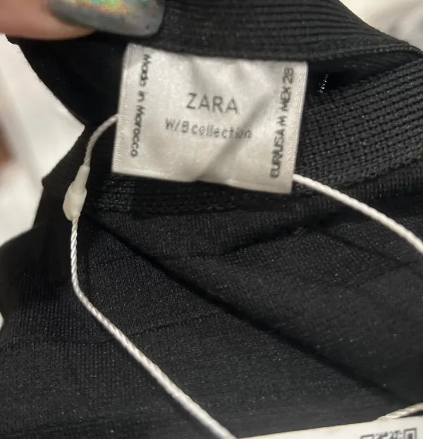 Zara Black Ribbed Square Neck Tank Top with Silver O-Ring Straps - Image 7